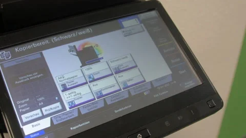 Camera slide along a display on the copier Stock Footage 170745450