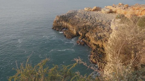 Camera slide over cliffs in Portimão, Portugal Stock Footage 80118621