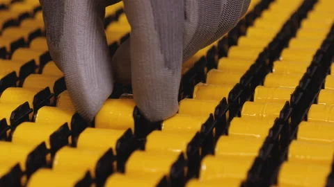 Camera slide over many transformer coils at production facility, close up Video stock 139515921