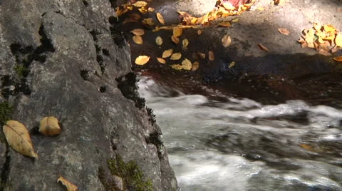 Camera slider shot of fast moving mountain stream Stock-Footage 1019300