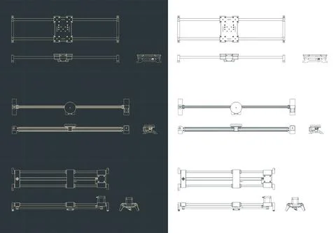 Camera Sliders Drawings Set Stock Illustration