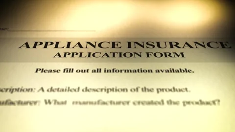 Camera Slides Across Generic Appliance Application Insurance Form Stock Footage 317662485