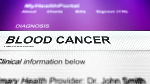 Camera Slides Across Generic Health Portal with Blood Cancer Diagnosis Vídeo Stock 337883024