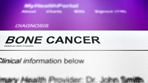 Camera Slides Across Generic Health Portal with Bone Cancer Diagnosis 動画素材 337883033