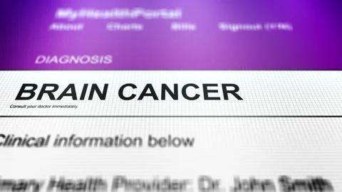 Camera Slides Across Generic Health Portal with Brain Cancer Diagnosis Vídeos de archivo 337883034