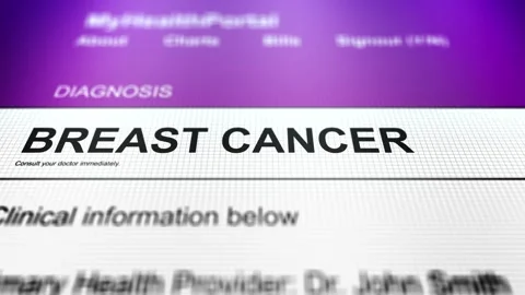 Camera Slides Across Generic Health Portal with Breast Cancer Diagnosis 動画素材 337883047