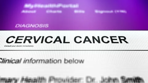 Camera Slides Across Generic Health Portal with Cervical Cancer Diagnosis Vídeo Stock 337883078