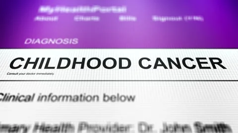 Camera Slides Across Generic Health Portal with Childhood Cancer Diagnosis Vídeos de archivo 337883108