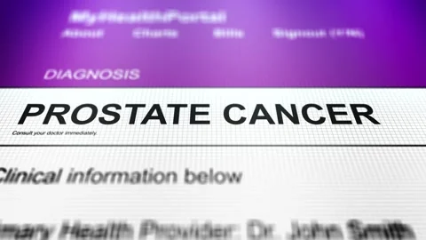 Camera Slides Across Generic Health Portal with Prostrate Cancer Diagnosis Stock Footage 337883237