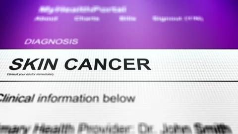 Camera Slides Across Generic Health Portal with Skin Cancer Diagnosis Vídeos de archivo 337883285