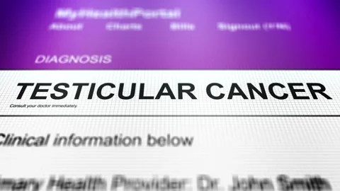 Camera Slides Across Generic Health Portal with Testicular Cancer Diagnosis 動画素材 337883304