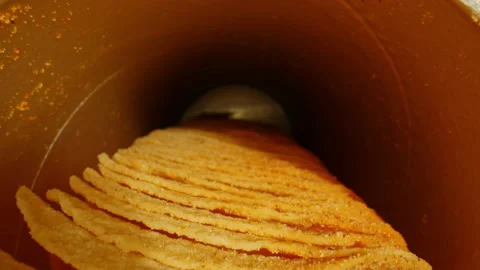 The camera slides along the chips in the package. Stock Footage 147846971