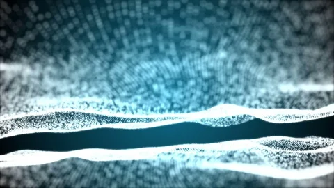 Camera slides between two organic blue fields formed by illuminated particles Vidéo 80990636