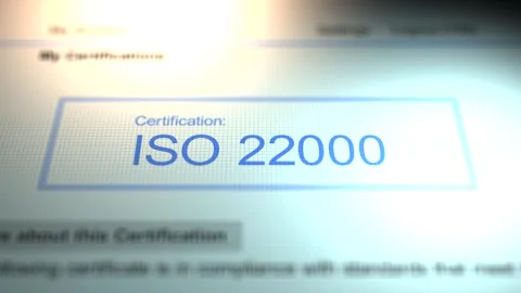Camera Slides By A Business Certification of ISO 22000 Stock Footage 331968487