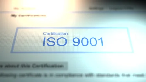 Camera Slides By A Business Certification of ISO 9001 Stock Footage 331968489