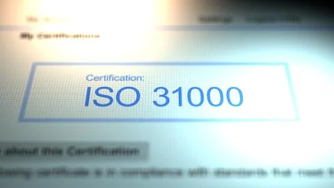 Camera Slides By A Business Certification of ISO 31000 10 Stock Illustration