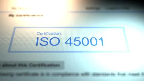 Camera Slides By A Business Certification of ISO 45001 10 Stock Illustration