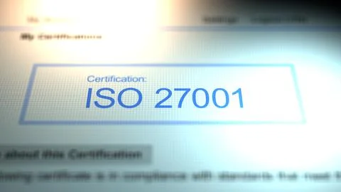 Camera Slides By A Business Certification of ISO 27001 10 Stock Illustration
