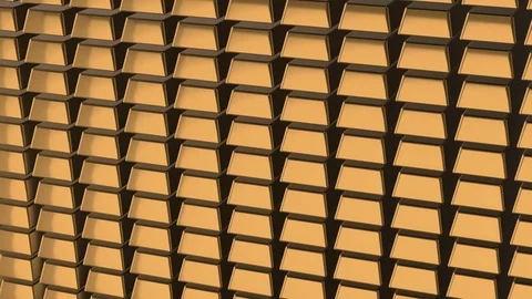The camera slides on the gold bars. business background. seamless loop. Stock Footage 84620172