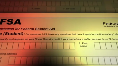 Camera slides over a FAFSA form - V4 - Ominous Lighting Stock Footage 266693324