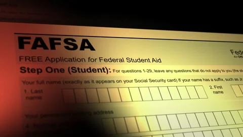 Camera slides over a FAFSA form - V5 - Ominous Lighting Stock Footage 266693333