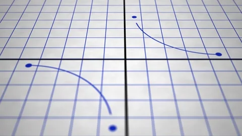 Camera Slides over Graph Paper Indicating a Reciprocal Curve Stock Footage 310151358