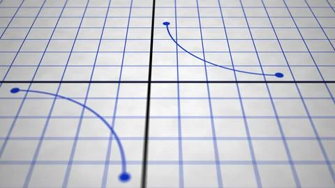 Camera Slides over Graph Paper Indicating a Reciprocal Curve 00146 Foto stock