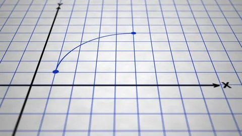 Camera Slides over Graph Paper Indicating a Logarithmic Curve 00281 Foto stock