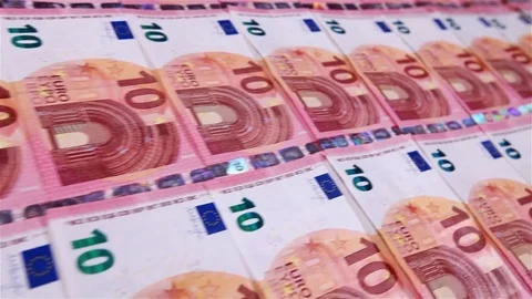 Camera sliding fast in front of small euro banknotes Stock Footage 81170214