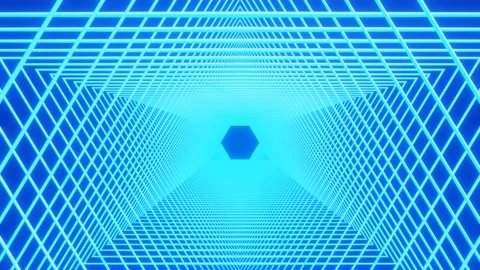 Camera slow motion through glowing blue hexagonal stars. looped abstract backgro Stock Footage 233060696