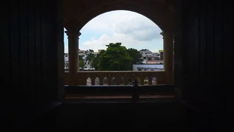 The camera is slowly coming to the window Stock Footage 72137507