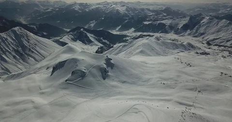 The camera slowly floats away and offers a beautiful view of the mountains Stock Footage 93389573