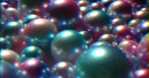 Camera slowly moves above many abstract spheres. A group of multicolored pearl Stock Footage 169865299