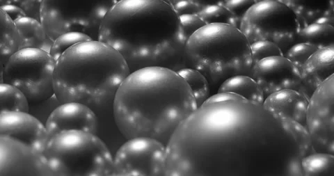 Camera slowly moves above many abstract spheres. A group of balls extreme close Stock Footage 170323005