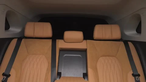 The camera slowly moves around the interior of a premium car.  Stock Footage 270486252