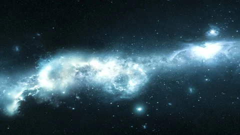 Camera slowly moves in outer space against the background of a beautiful galaxy Stock Footage 142999994