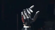The Camera Is Slowly Moving Around The Robot Hand, Showing How It Is Opening The Stock Footage