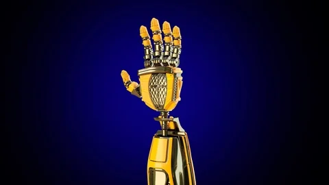 The camera is slowly moving around the robot hand. Stock Footage 93312696