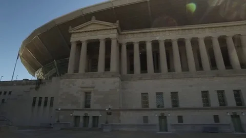 Camera slowly tracks along  Chicago's Soldier Field Stock Footage 70706517