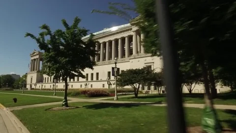 Camera slowly tracks past Chicago's Soldier Field Stock Footage 70707390
