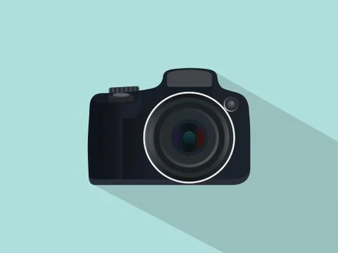 Camera slr dslr isolated with flat style and long shadow Stock-Illustration