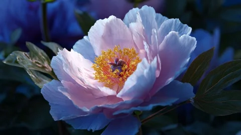 A camera smoothly circles a stunning pink flower Stock Footage 315554906