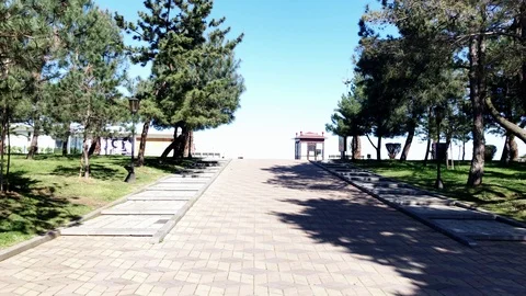 Camera smoothly moves forward on a gimbal, city alley Stock Footage 105720940