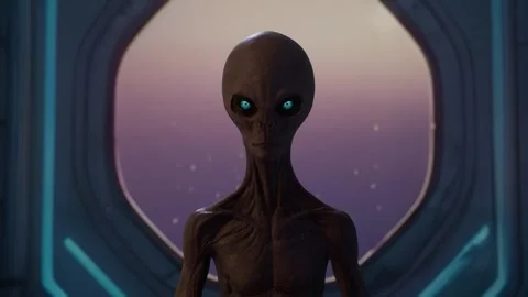 The camera softly approaches the alien with beautiful eyes 01 Stock Footage 258236235