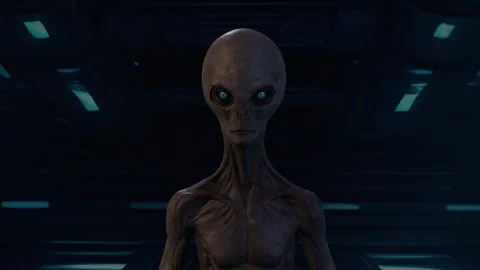 The camera softly approaches the alien with beautiful eyes 02 Stock Footage 258240307