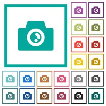 Camera solid flat color icons with quadrant frames Stock Illustration