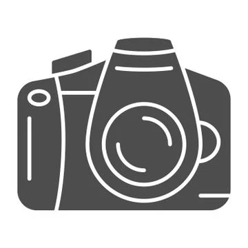 Camera solid icon, photography equipment concept, Tourist camera sign on white Illustrazione stock