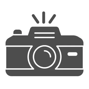 Camera solid icon. Professional photocamera with flash. Festive Event and Show Stock Illustration