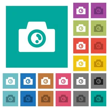 Camera solid square flat multi colored icons Stock Illustration