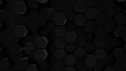 Camera span. Black futuristic prism hexagons, bee combs, six, movement on a mini Stock-Footage 151384417
